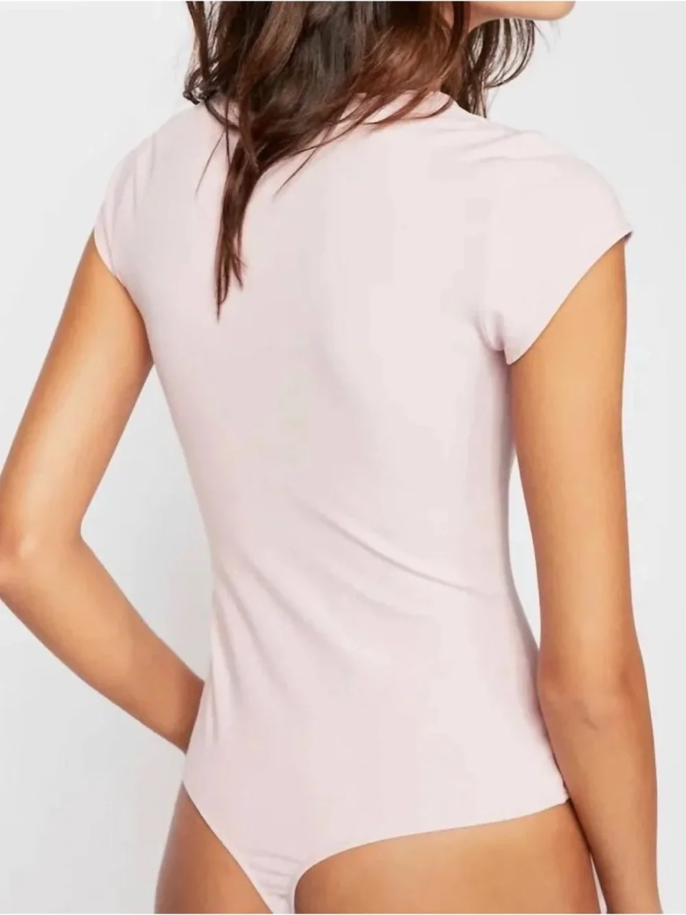 Free People Intimately FP Square Eyes Bodysuit Ballet Pink Cap Sleeve M